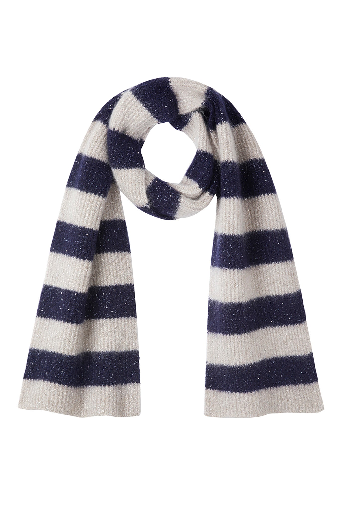 Maisie Micro Sequin Scarf - Navy/Oat