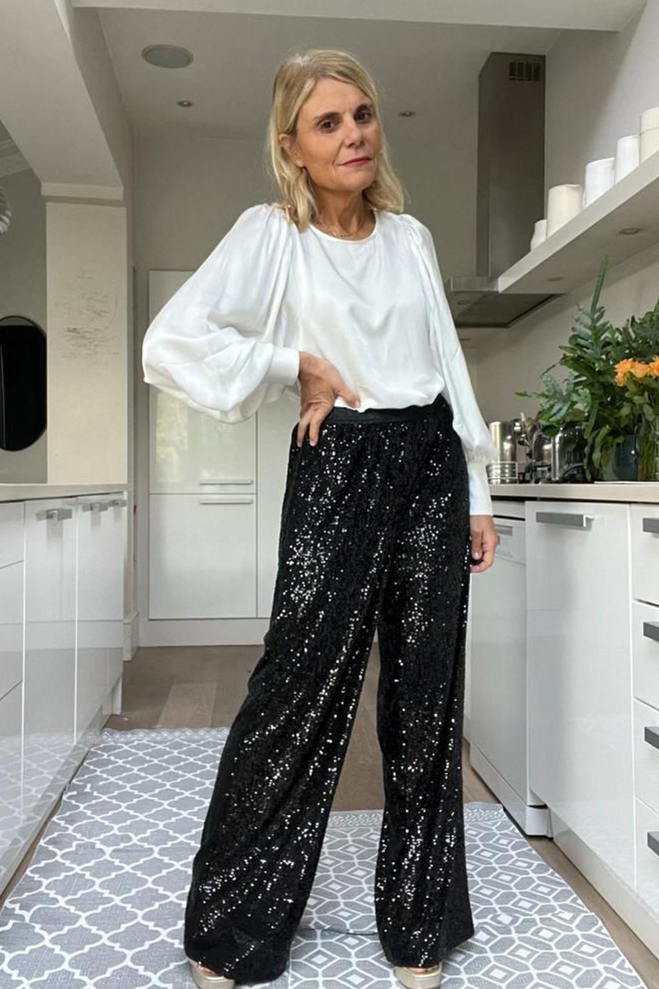 FLARED TROUSERS SEQUIN – Huala-Milano