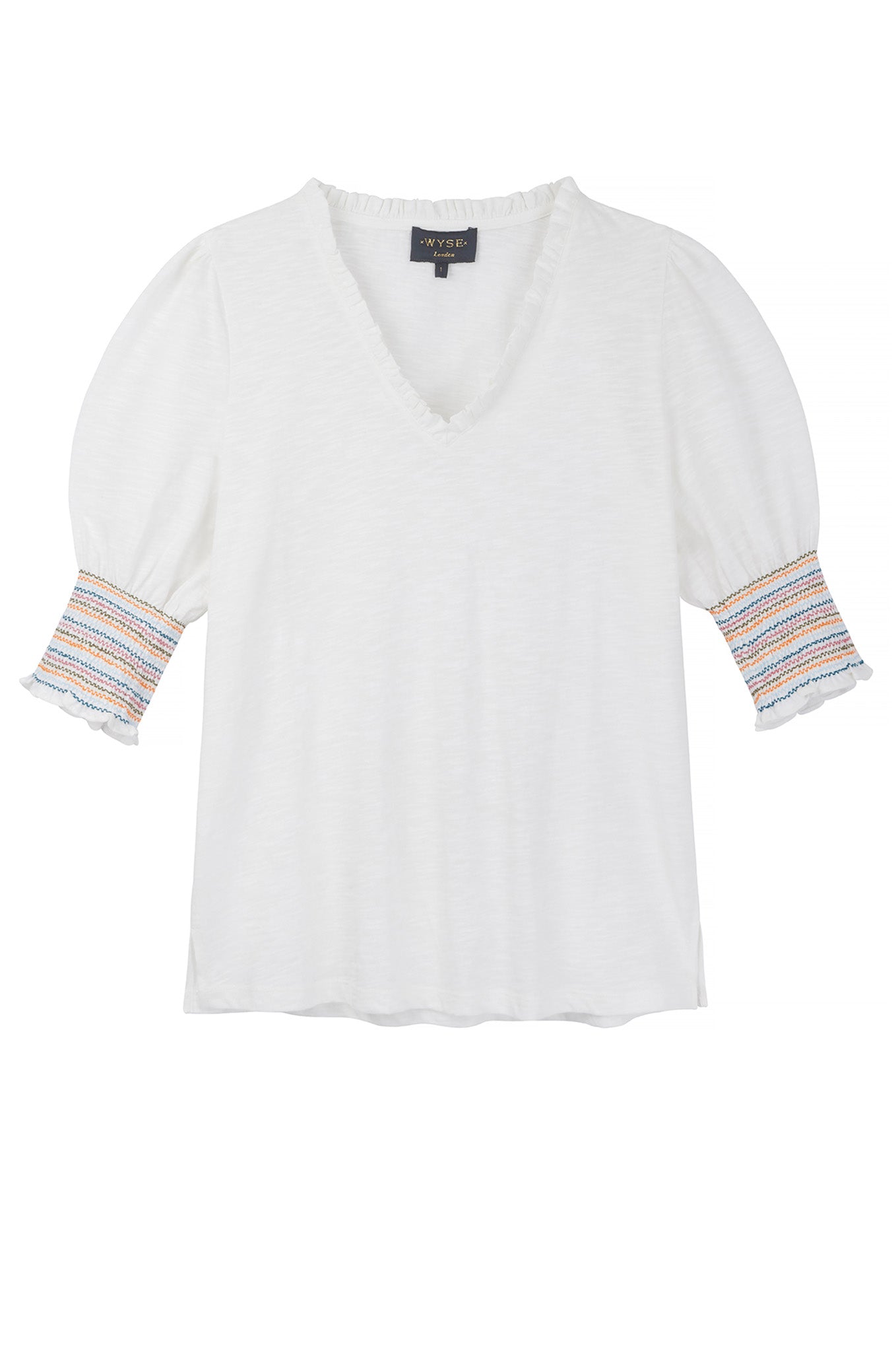 Stella Smocked Short Sleeve Tee - White