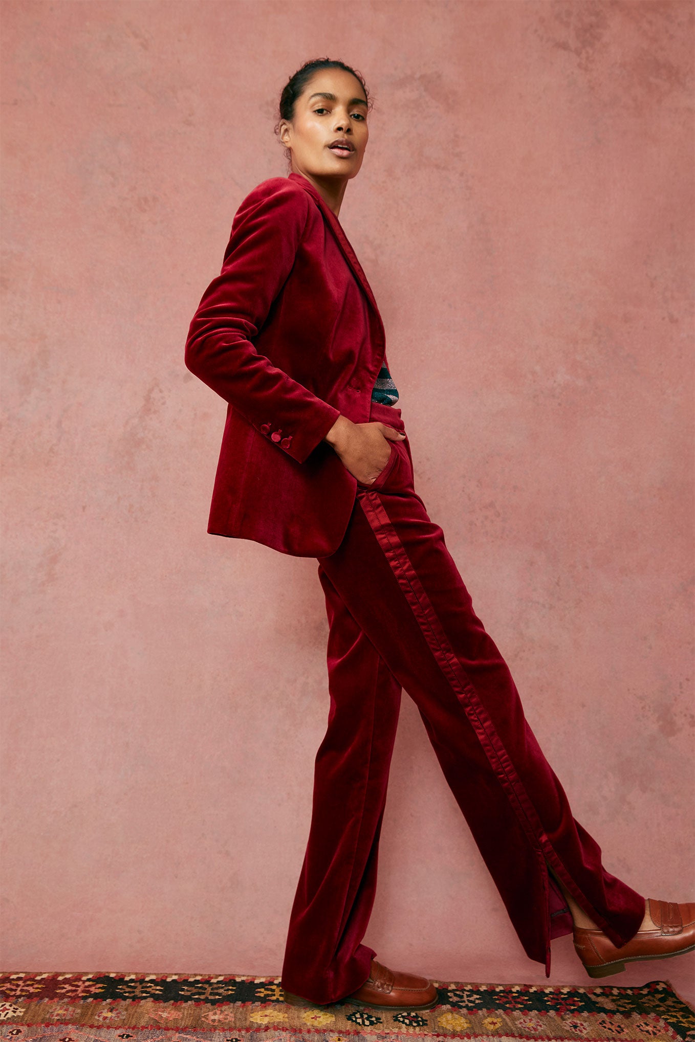 Red velvet hot sale trouser suit