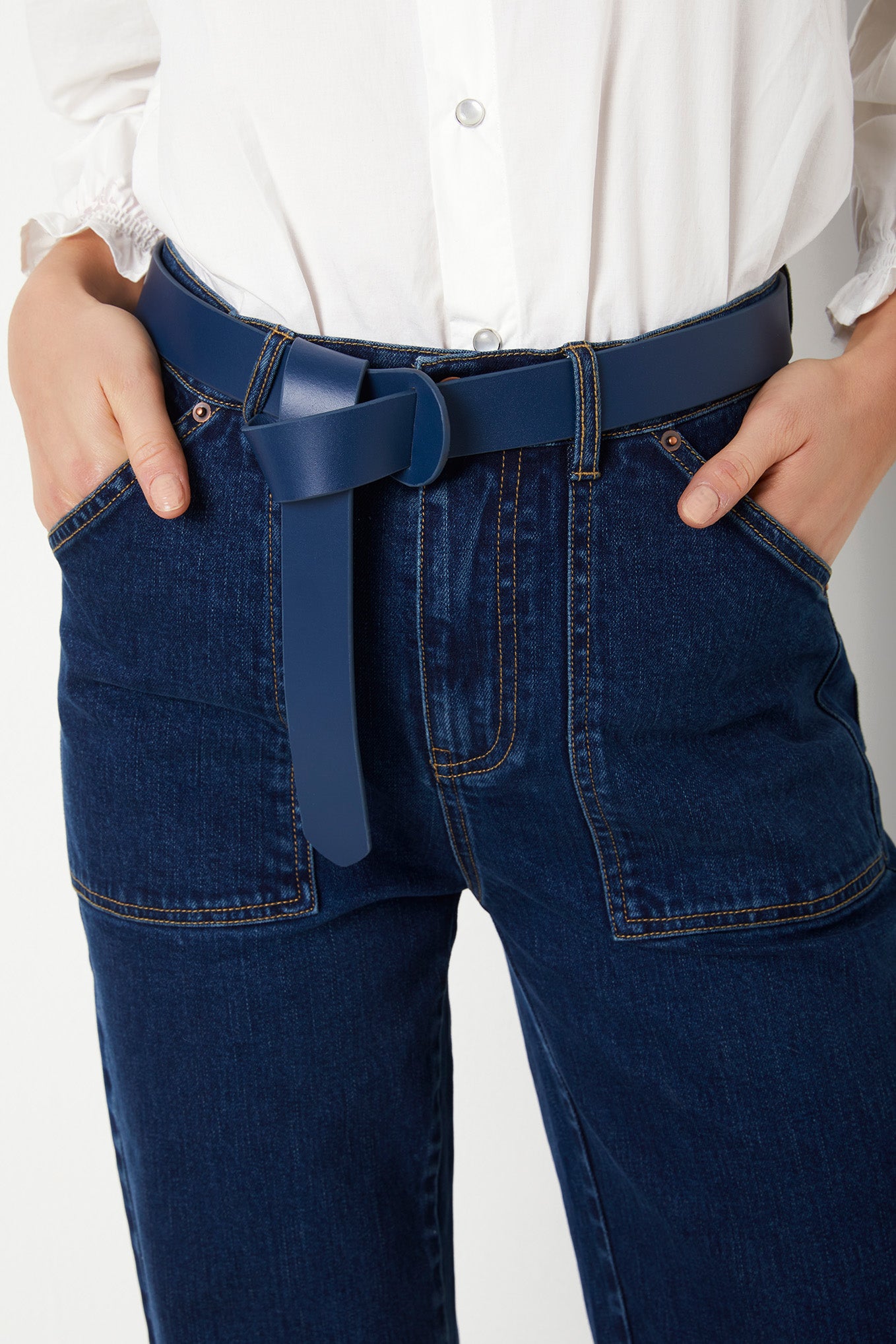 Wrap Leather Belt - Navy