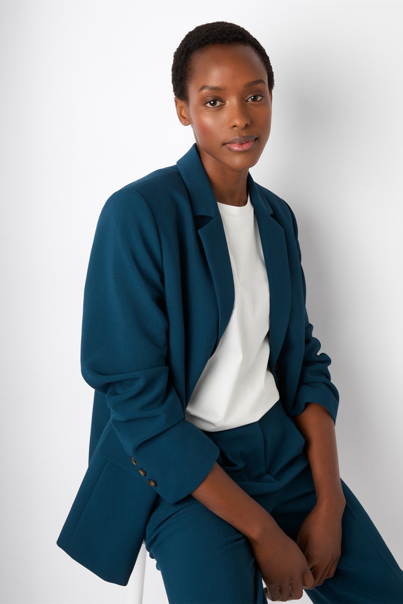 Ellie Oversized Single Breasted Blazer Teal