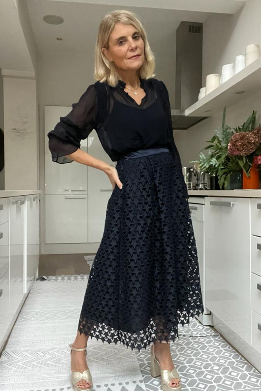 Louise Lace Skirt - Midnight