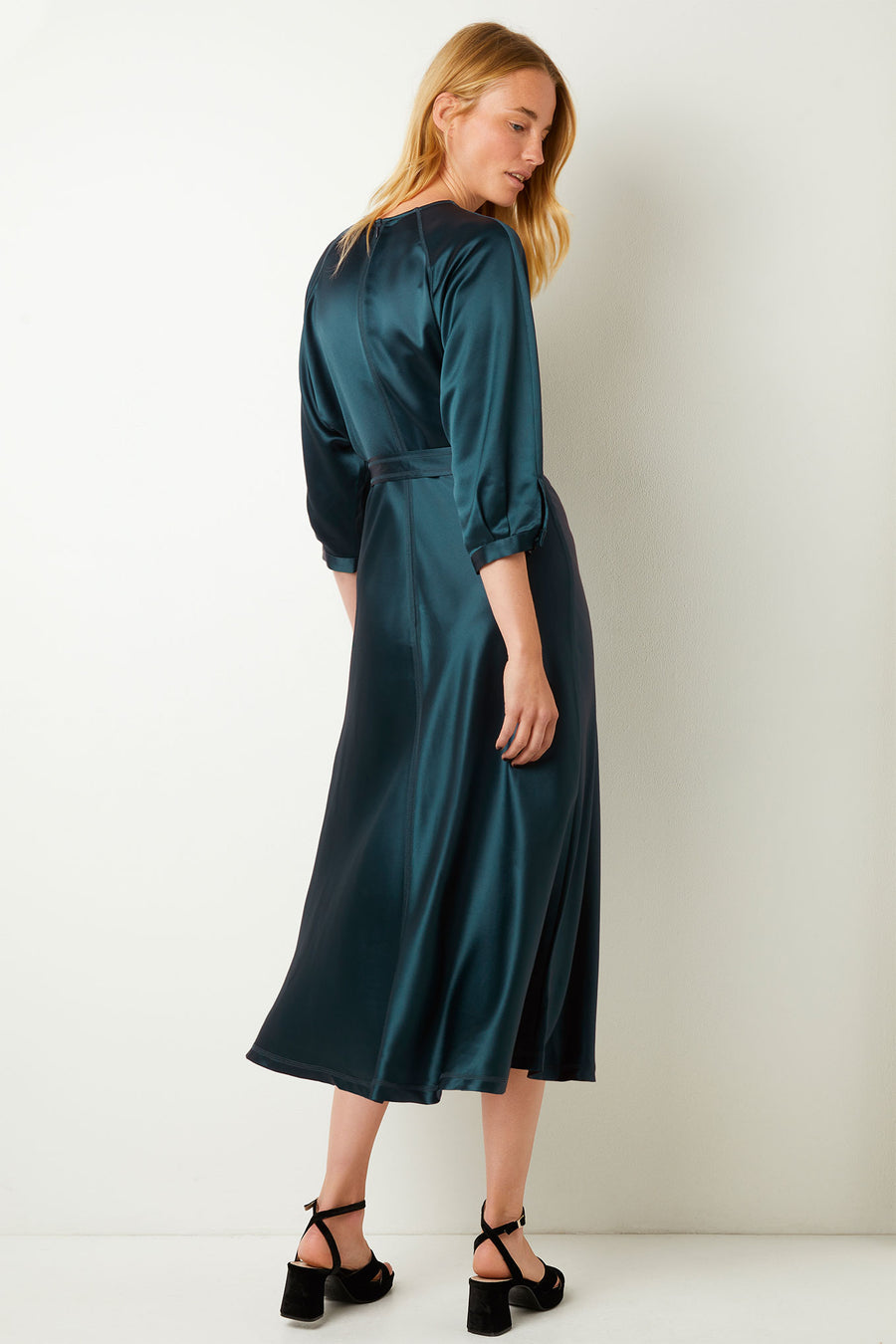 Sammy Satin Back Crepe Dress - Bottle Green - Regular